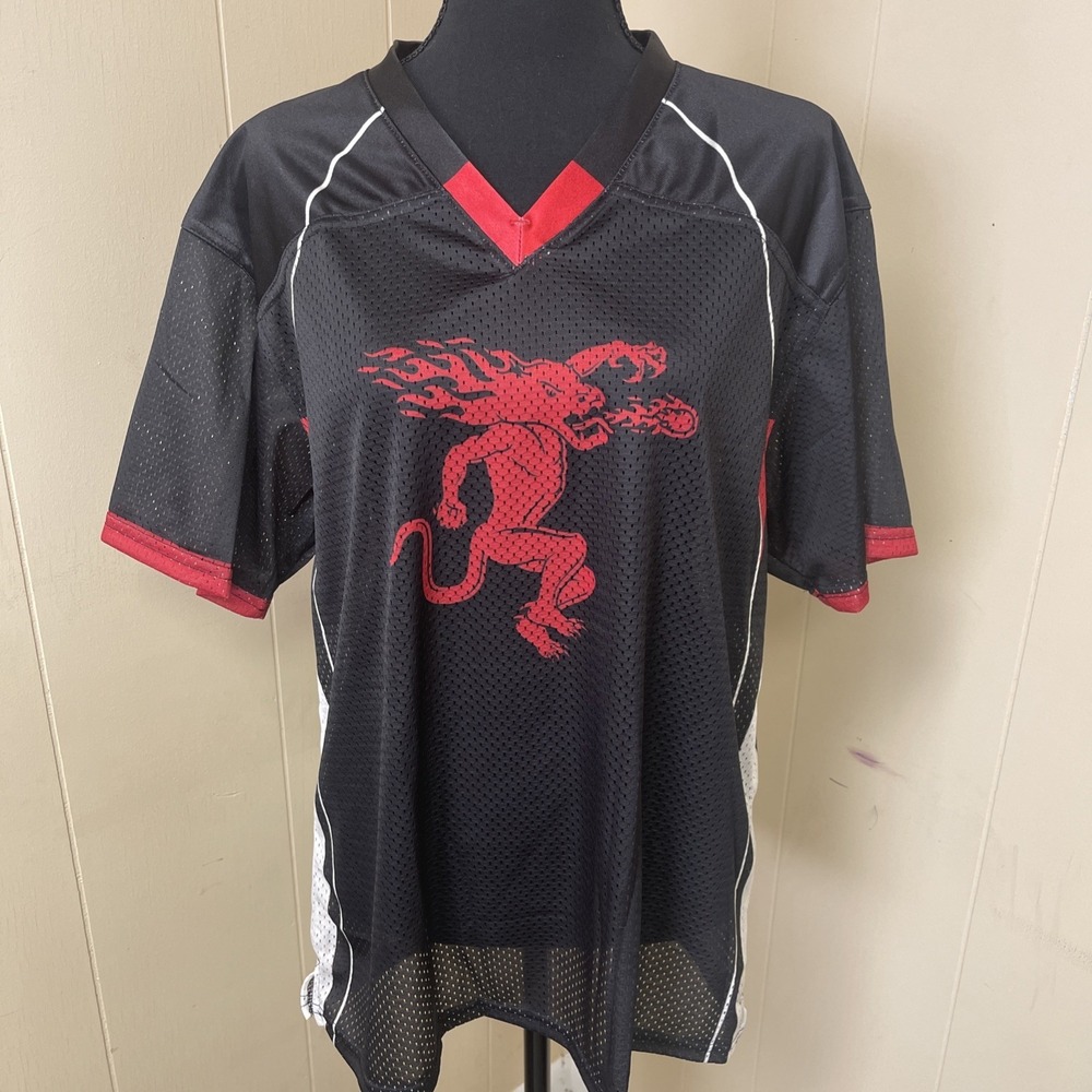 Fireball Whiskey Mesh Football Jersey Mens Size XL Black‎ Red Fireball #66 Rare